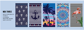 Microfiber Beach Towel Mix C (30PC Carton)