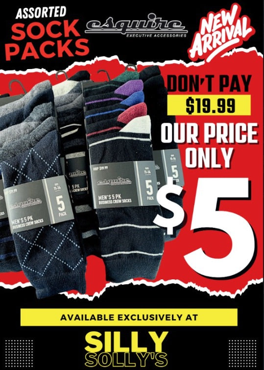 Men's 5pk Business Crew Sock (24PC Carton)
