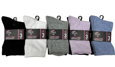 Ladies 3 Pack Crew Dress Socks (36PC Carton)